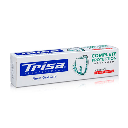 TRISA Complete Protection Swiss Herbs toothpaste 75 ml in original packaging. Made in Switzerland
