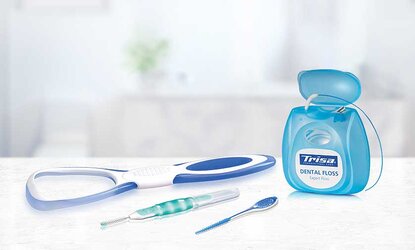 TRISA interdental care products displayed together for a complete interdental cleaning overview.
